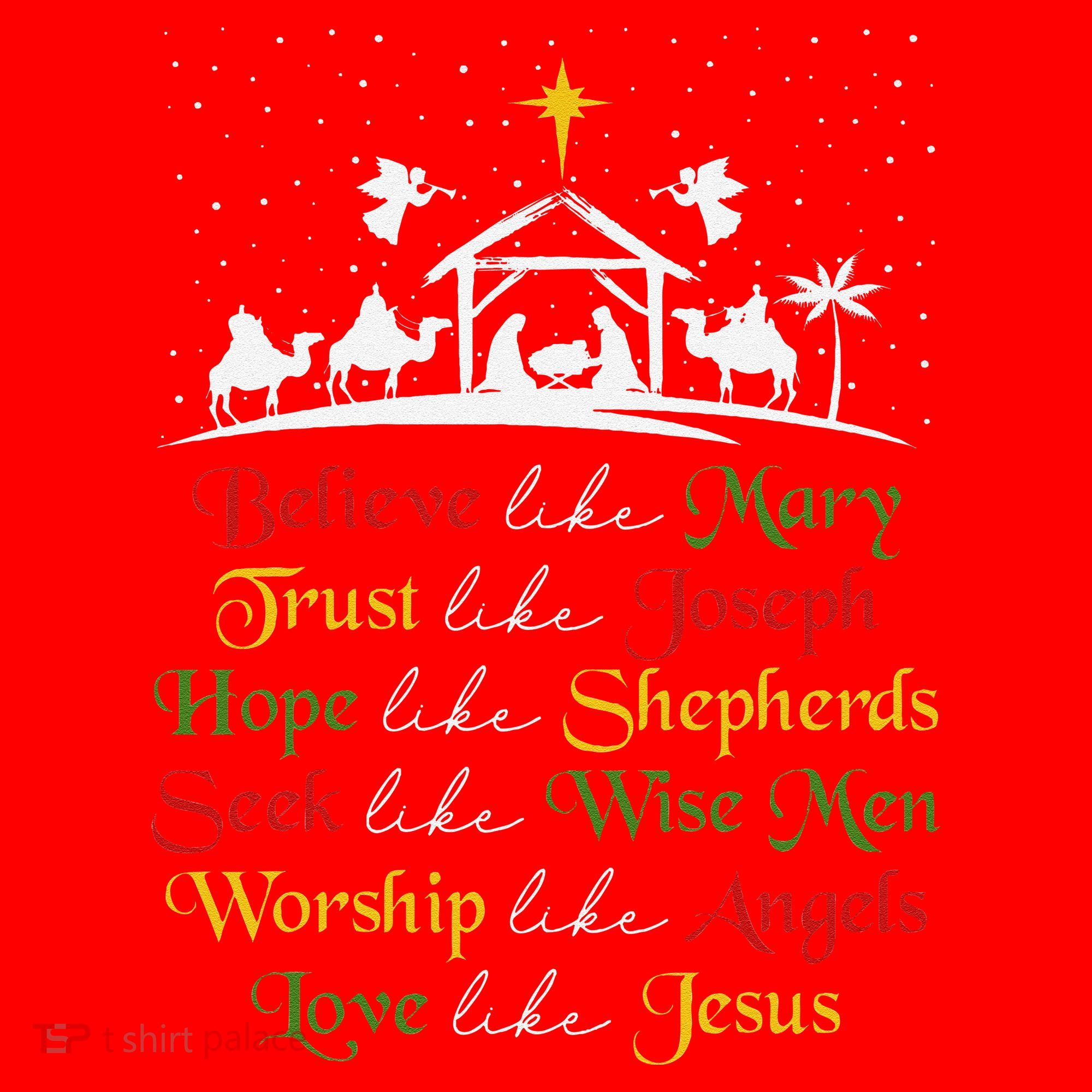 Believe Like Mary Trust Like Joseph Christian Nativity Scene Santa Hat