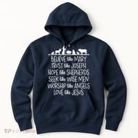 Believe Like Mary Trust Like Joseph Praying Christmas Hopes Hoodie thumb 0