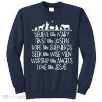 Believe Like Mary Trust Like Joseph Praying Christmas Hopes Sweatshirt thumb 0