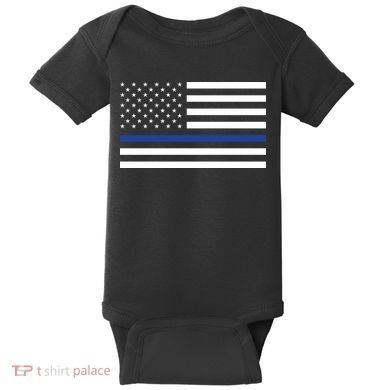 Blue Lives Matter Flag Baby Bodysuit