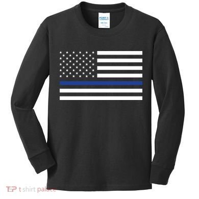 Blue Lives Matter Flag Kids Long Sleeve Shirt