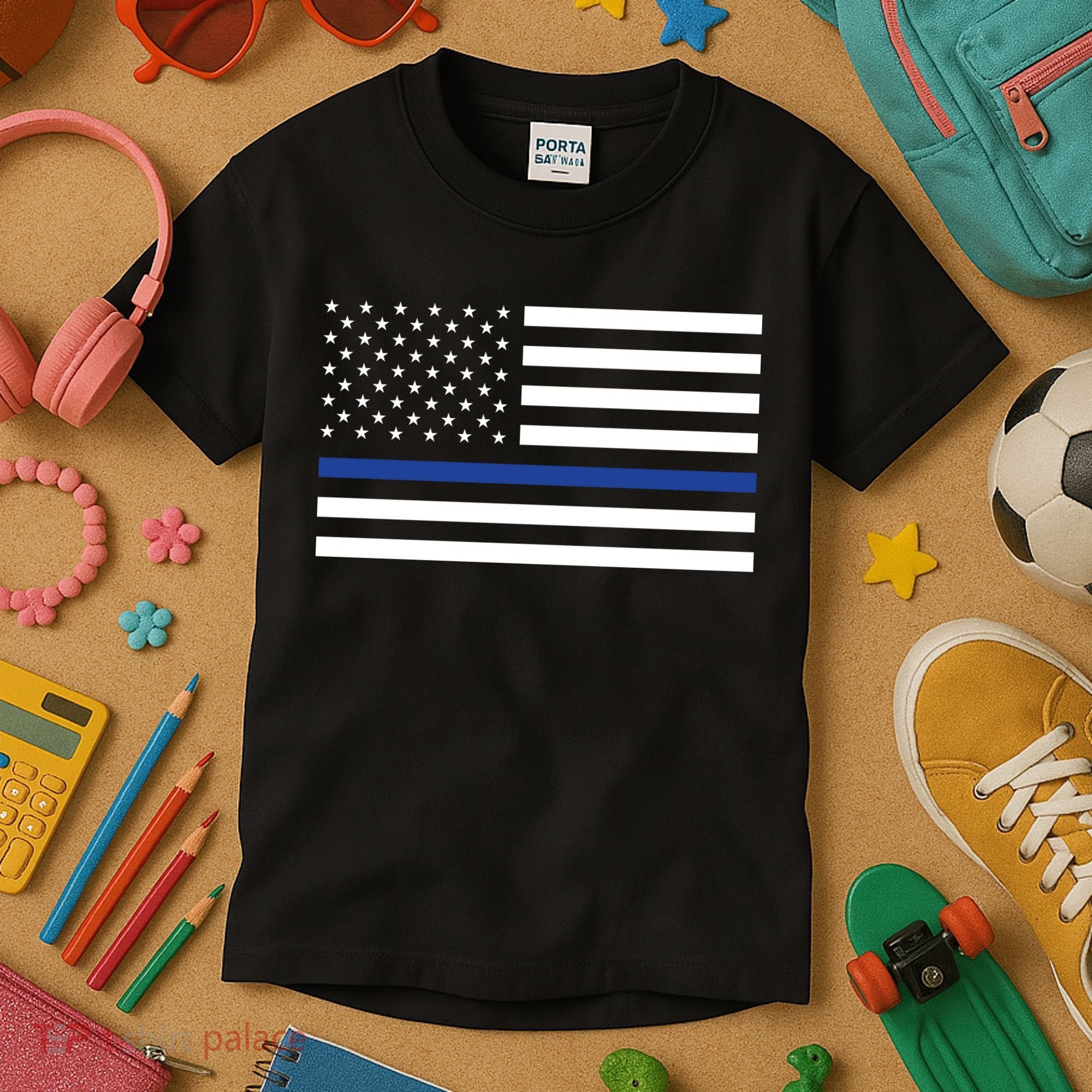Blue Lives Matter Flag Kids T-Shirt