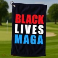 Black Lives MAGA Black Conservative Republican ProTrump Golf Towel thumb 1