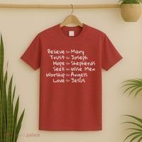 Believe Like Mary And Trust Like Joseph Christmas T-Shirt thumb 2
