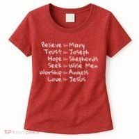 Believe Like Mary And Trust Like Joseph Christmas Women's T-Shirt thumb 0