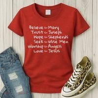 Believe Like Mary And Trust Like Joseph Christmas Women's T-Shirt thumb 3