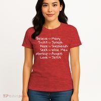 Believe Like Mary And Trust Like Joseph Christmas Women's T-Shirt thumb 4