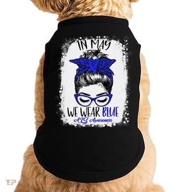 Bleached Leopard Messy Bun In May We Wear Blue ALS Awareness Doggie Tank
