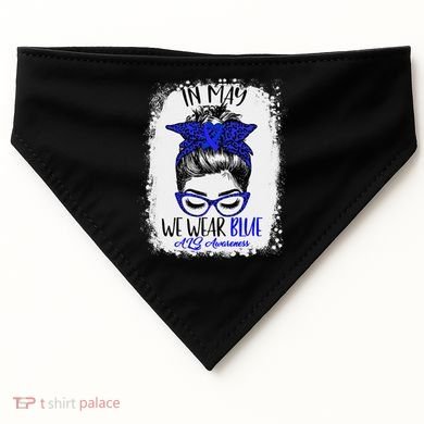 Bleached Leopard Messy Bun In May We Wear Blue ALS Awareness USA-Made Doggie Bandana