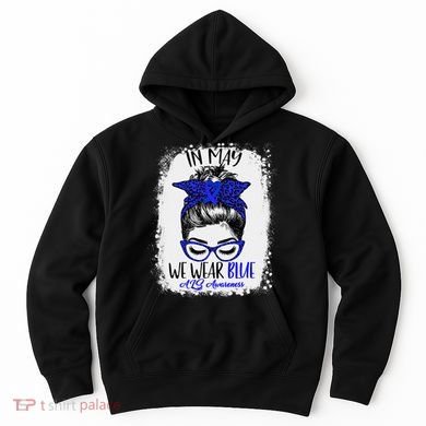 Bleached Leopard Messy Bun In May We Wear Blue ALS Awareness Hoodie