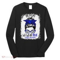 Bleached Leopard Messy Bun In May We Wear Blue ALS Awareness Long Sleeve Shirt thumb 0