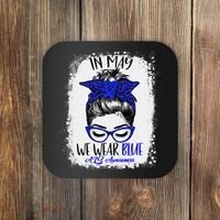 Bleached Leopard Messy Bun In May We Wear Blue ALS Awareness Coaster thumb 0
