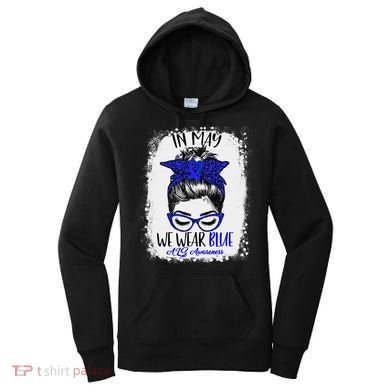 Bleached Leopard Messy Bun In May We Wear Blue ALS Awareness Women's Hoodie