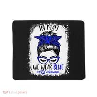 Bleached Leopard Messy Bun In May We Wear Blue ALS Awareness Mousepad thumb 0