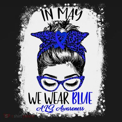 Bleached Leopard Messy Bun In May We Wear Blue ALS Awareness Youth Performance Sprint T-Shirt