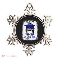 Bleached Leopard Messy Bun In May We Wear Blue ALS Awareness Ornament thumb 0