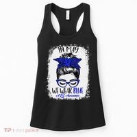 Bleached Leopard Messy Bun In May We Wear Blue ALS Awareness Women's Tank Top thumb 0