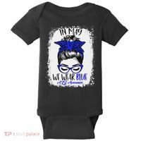 Bleached Leopard Messy Bun In May We Wear Blue ALS Awareness Baby Bodysuit thumb 0