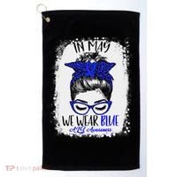 Bleached Leopard Messy Bun In May We Wear Blue ALS Awareness Golf Towel thumb 0