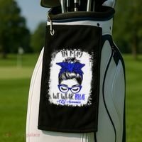Bleached Leopard Messy Bun In May We Wear Blue ALS Awareness Golf Towel thumb 2