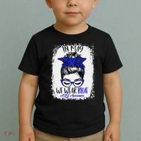 Bleached Leopard Messy Bun In May We Wear Blue ALS Awareness Toddler T-Shirt thumb 2