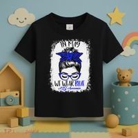 Bleached Leopard Messy Bun In May We Wear Blue ALS Awareness Toddler T-Shirt thumb 3