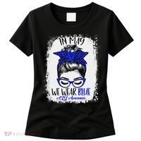 Bleached Leopard Messy Bun In May We Wear Blue ALS Awareness Women's T-Shirt thumb 0