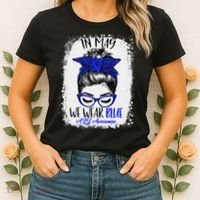 Bleached Leopard Messy Bun In May We Wear Blue ALS Awareness Women's T-Shirt thumb 2