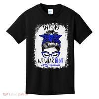 Bleached Leopard Messy Bun In May We Wear Blue ALS Awareness Kids T-Shirt thumb 0