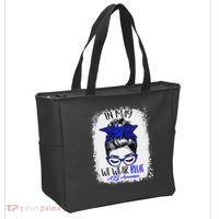 Bleached Leopard Messy Bun In May We Wear Blue ALS Awareness Tote Bag thumb 2