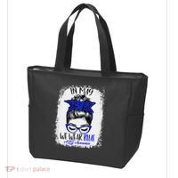 Bleached Leopard Messy Bun In May We Wear Blue ALS Awareness Tote Bag thumb 3