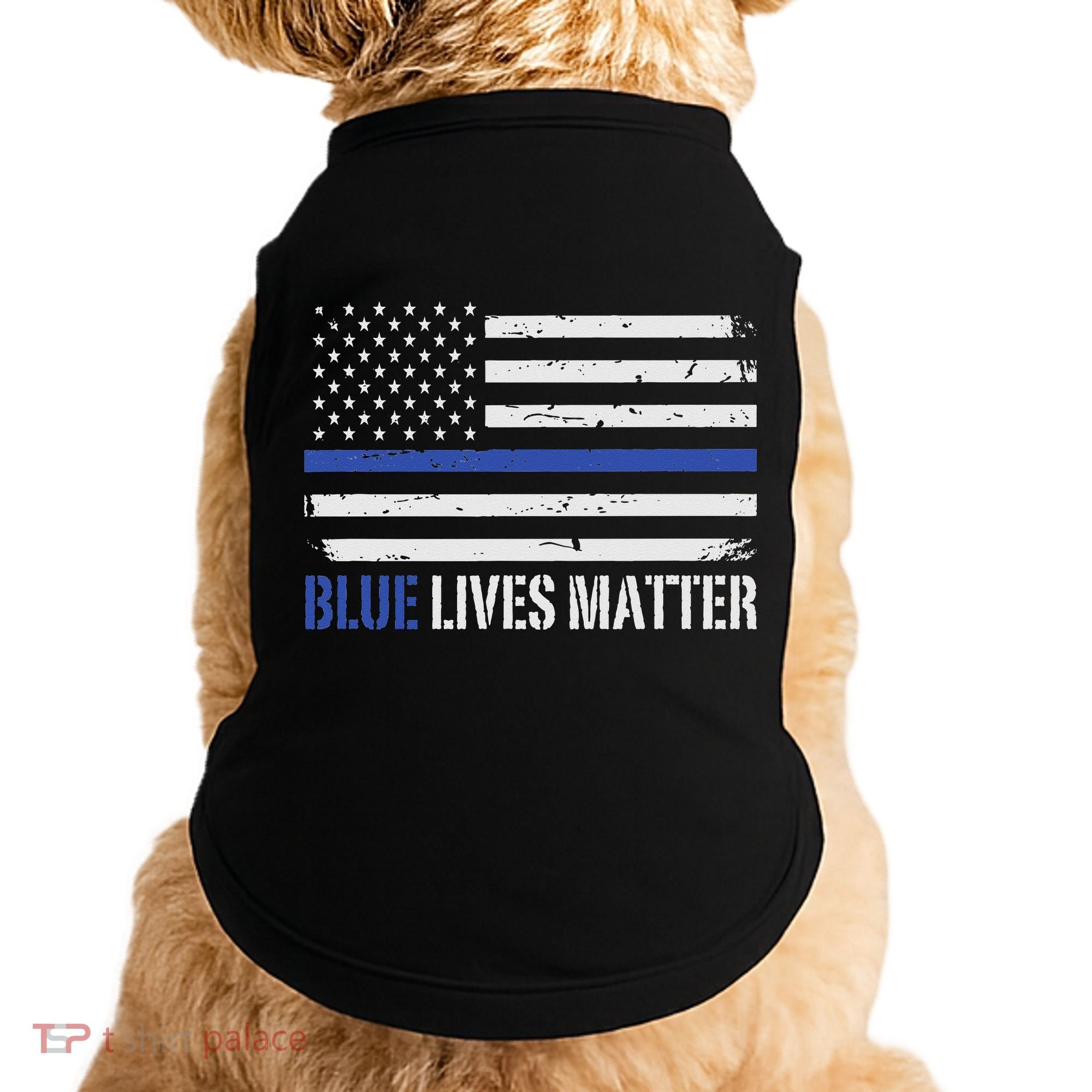 Blue Lives Matter Thin Blue Line American Flag Cop Doggie Tank