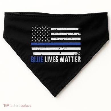 Blue Lives Matter Thin Blue Line American Flag Cop USA-Made Doggie Bandana