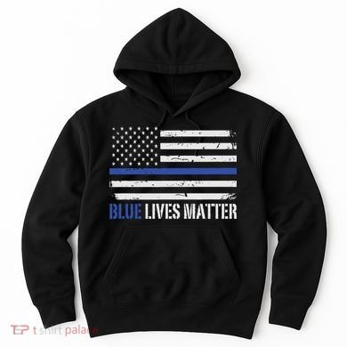 Blue Lives Matter Thin Blue Line American Flag Cop Hoodie