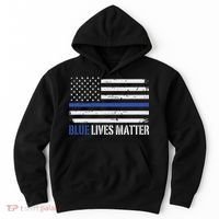 Blue Lives Matter Thin Blue Line American Flag Cop Hoodie thumb 0