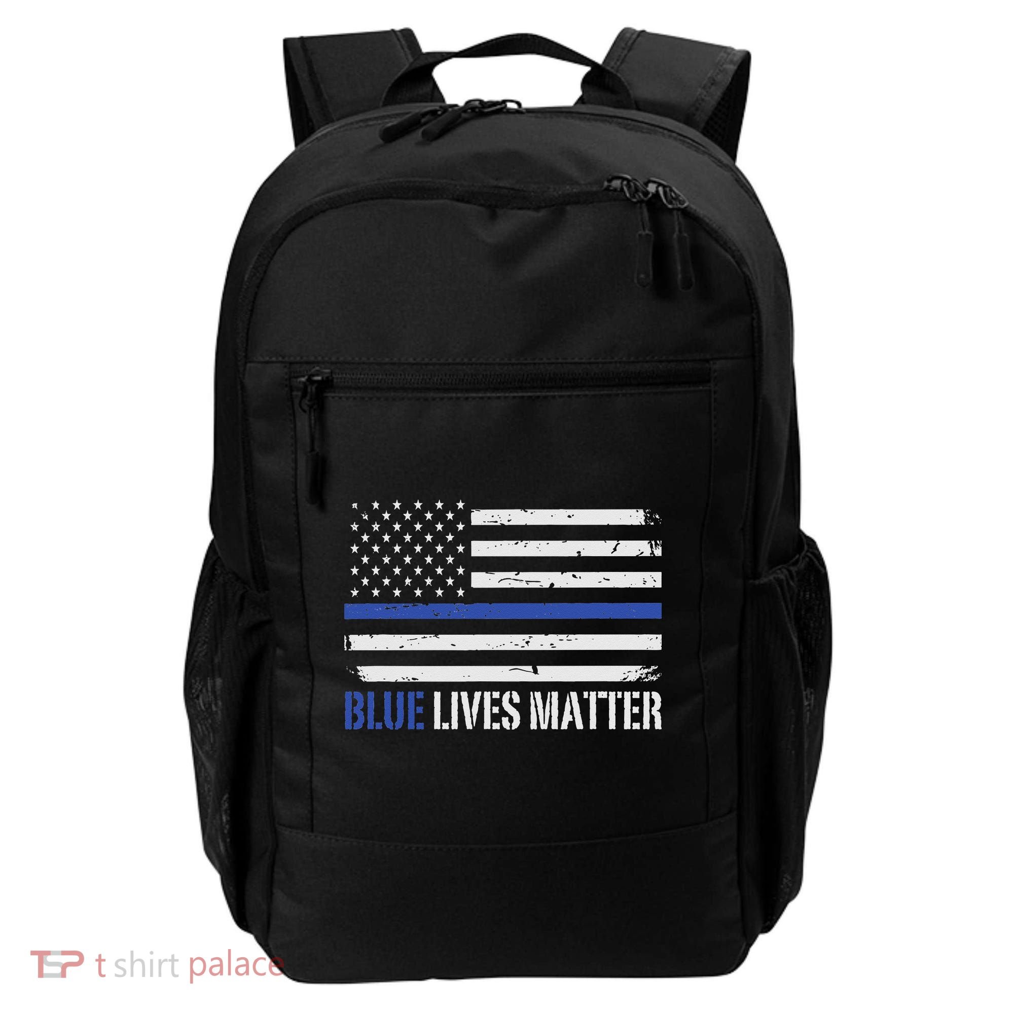 Blue Lives Matter Thin Blue Line American Flag Cop Backpack