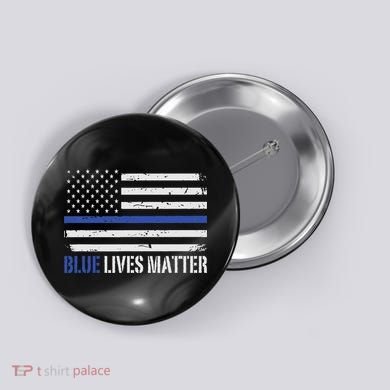 Blue Lives Matter Thin Blue Line American Flag Cop Button