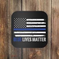 Blue Lives Matter Thin Blue Line American Flag Cop Coaster thumb 0