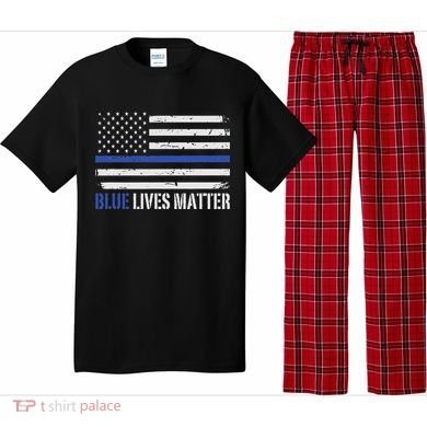 Blue Lives Matter Thin Blue Line American Flag Cop Pajama Set