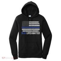 Blue Lives Matter Thin Blue Line American Flag Cop Women's Hoodie thumb 0