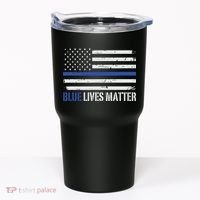 Blue Lives Matter Thin Blue Line American Flag Cop Tumbler thumb 0
