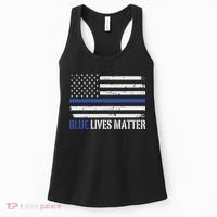 Blue Lives Matter Thin Blue Line American Flag Cop Women's Tank Top thumb 0