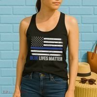 Blue Lives Matter Thin Blue Line American Flag Cop Women's Tank Top thumb 2