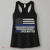 Blue Lives Matter Thin Blue Line American Flag Cop Women's Tank Top thumb 3