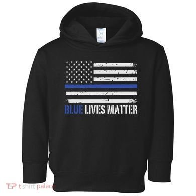 Blue Lives Matter Thin Blue Line American Flag Cop Toddler Hoodie
