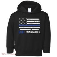Blue Lives Matter Thin Blue Line American Flag Cop Toddler Hoodie thumb 0