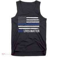 Blue Lives Matter Thin Blue Line American Flag Cop Tank Top thumb 0