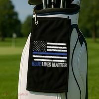 Blue Lives Matter Thin Blue Line American Flag Cop Golf Towel thumb 2