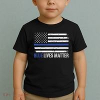 Blue Lives Matter Thin Blue Line American Flag Cop Toddler T-Shirt thumb 2