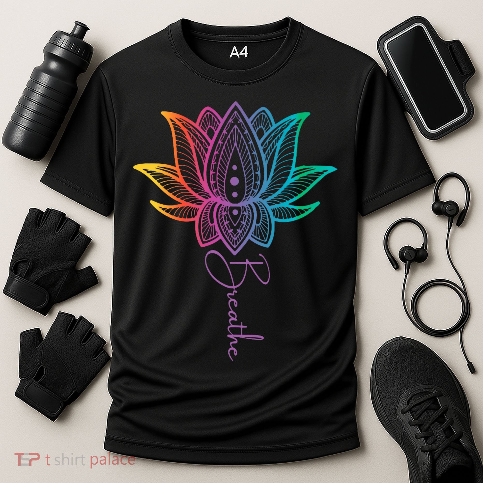 Breathe Lotus Mandala Unalome Inspire & Shine Creations Cooling Performance Crew T-Shirt